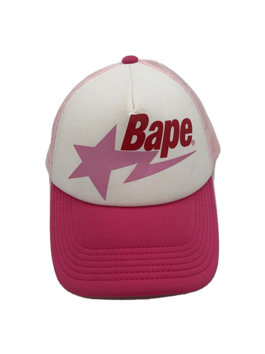 【中古】A BATHING APE◆メッシュ鳥打ち帽/--/毛革/PNK/レディース/001CPK801009M【服飾雑貨他】