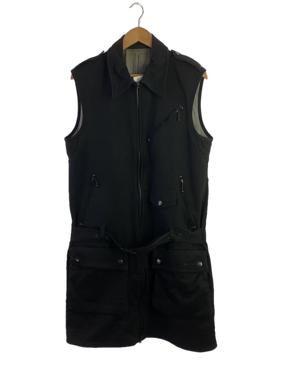 【中古】NUMBER (N)INE◆05SS/エミリ-期/自分自身期/Archive/ライダースロングジレ/より良い/3/綿織物/BLK【メンズウェア】