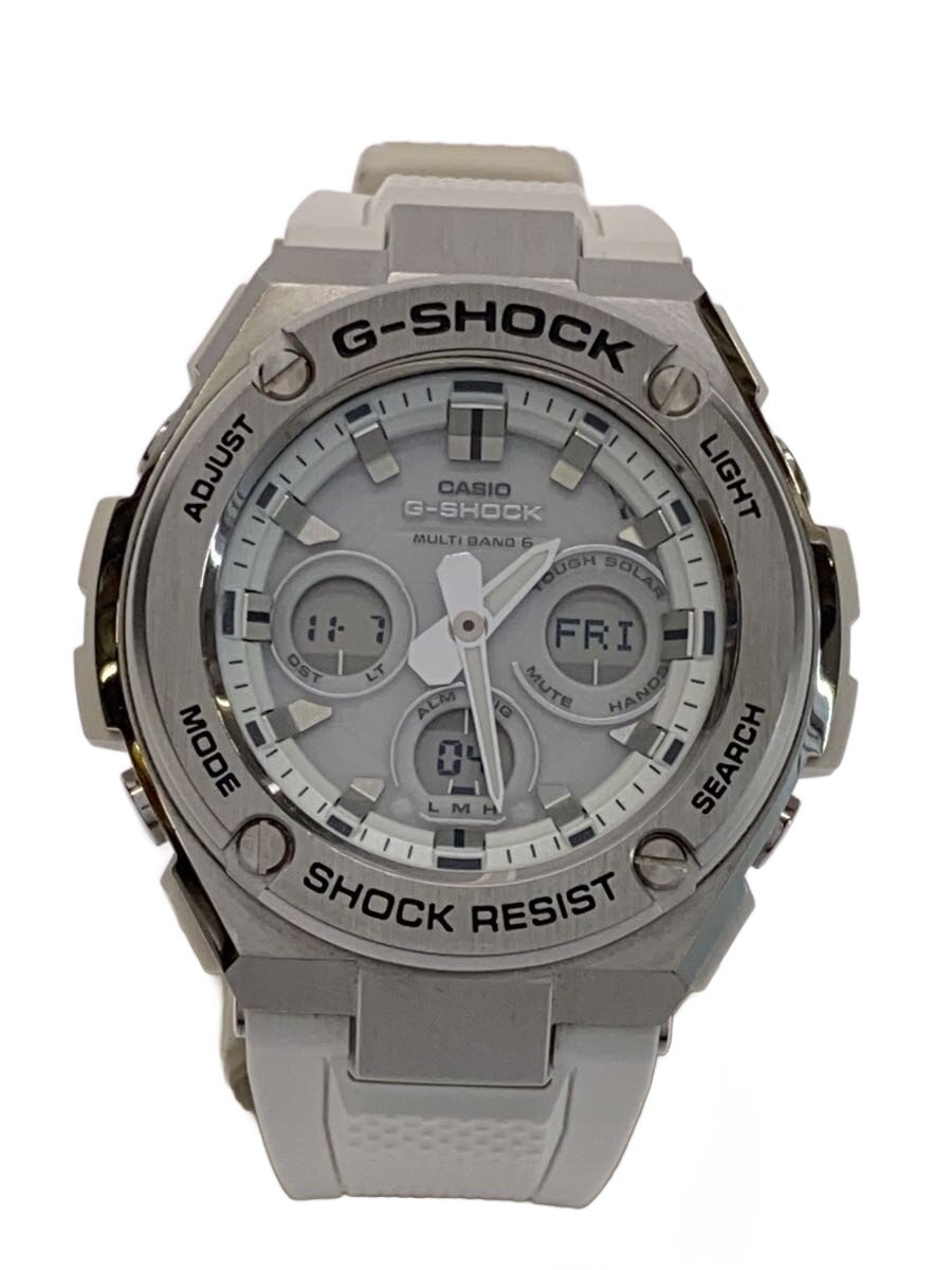 【中古】CASIO◆石英ウオッチ/デジアナ/天然ゴム/WHT/GST-W310【服飾雑貨他】