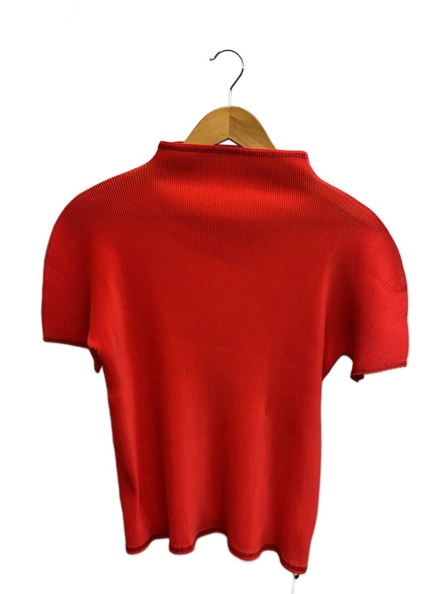 【中古】PLEATS PLEASE ISSEY MIYAKE◆半袖カットソー/3/ポリエステル/RED/無地/fk303//【レディース御召しもの】