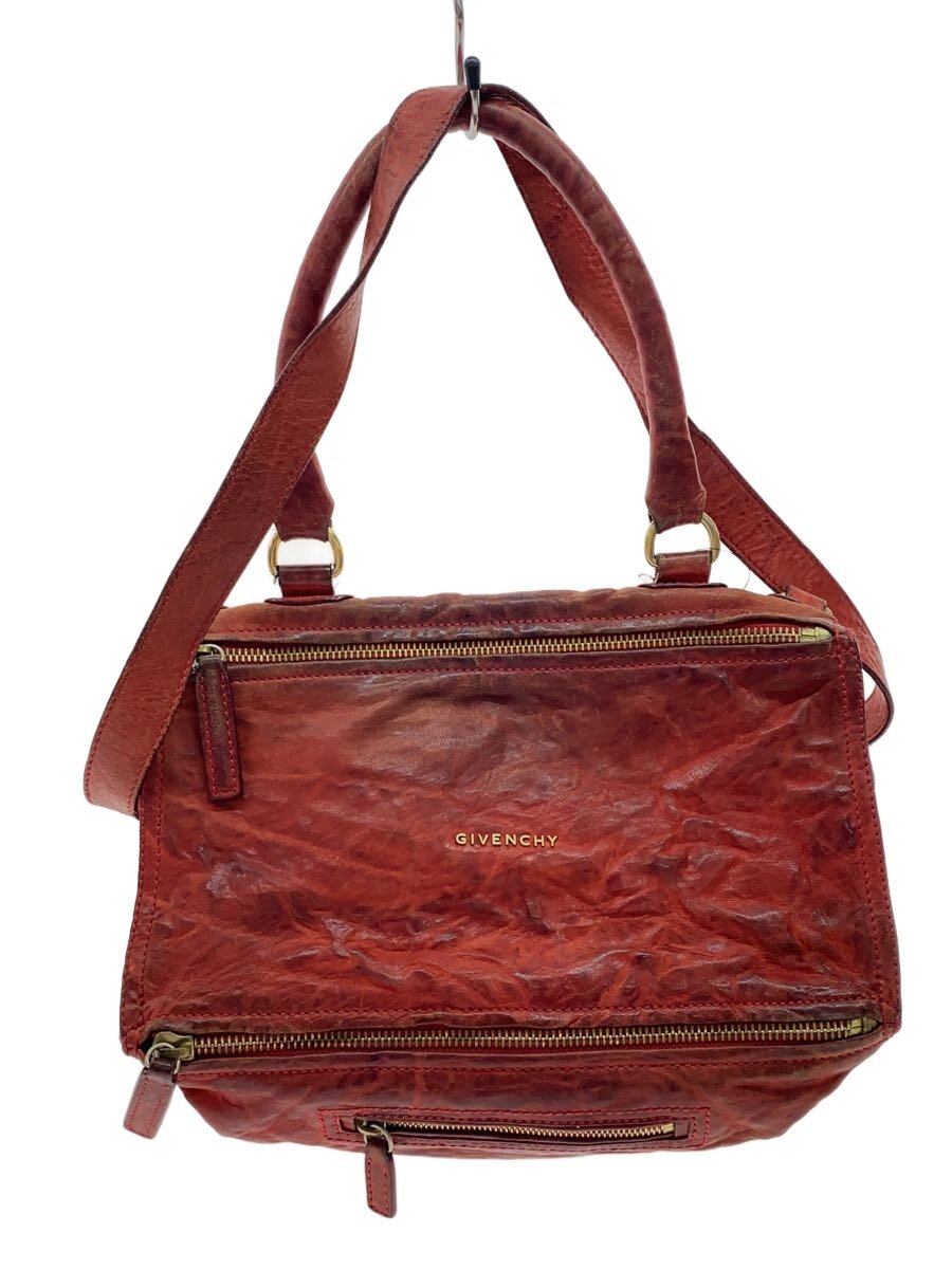 【中古】GIVENCHY◆パンドラ/不都合工業/シワ工業/ワンハンドルショルダーバッグ/なめし革/RED/無地//【御徒面子】