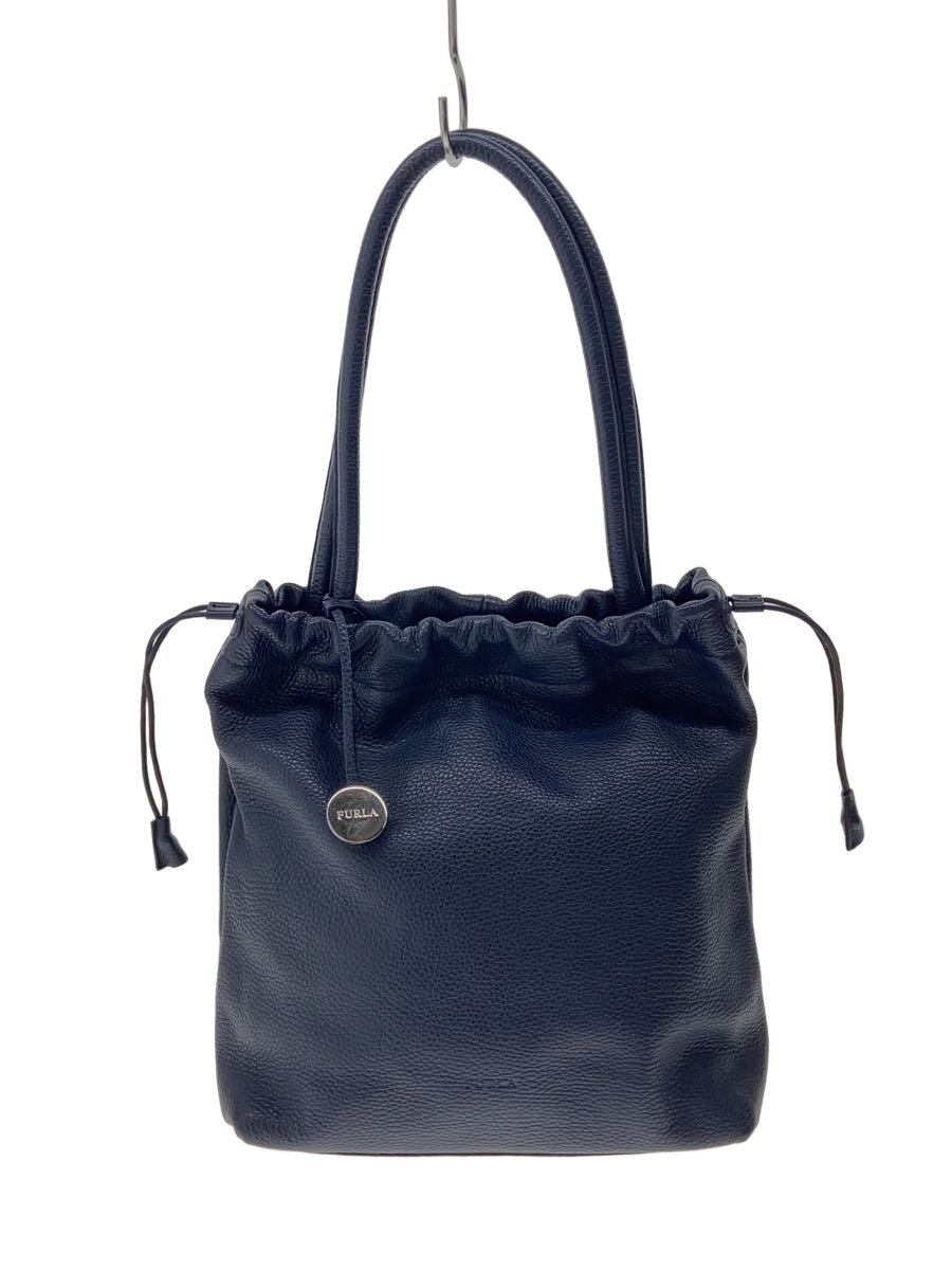 【中古】FURLA◆トートバッグ/なめし革/NVY/無地【御徒面子】