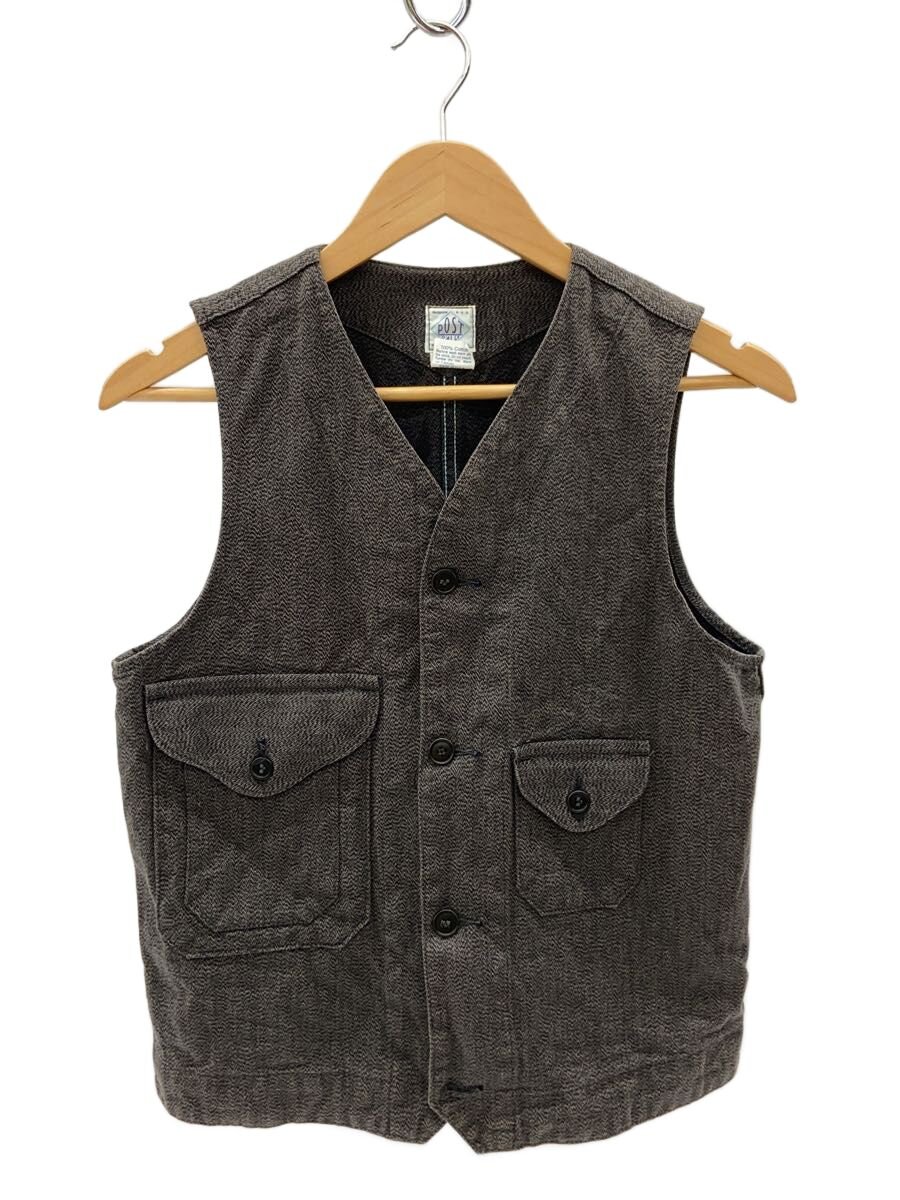 【中古】POST OVERALLS◆Cruzer Vest/USA製/シンチバック/下げ翼隠し/より良い/S/綿織物/GRY【メンズウェア】
