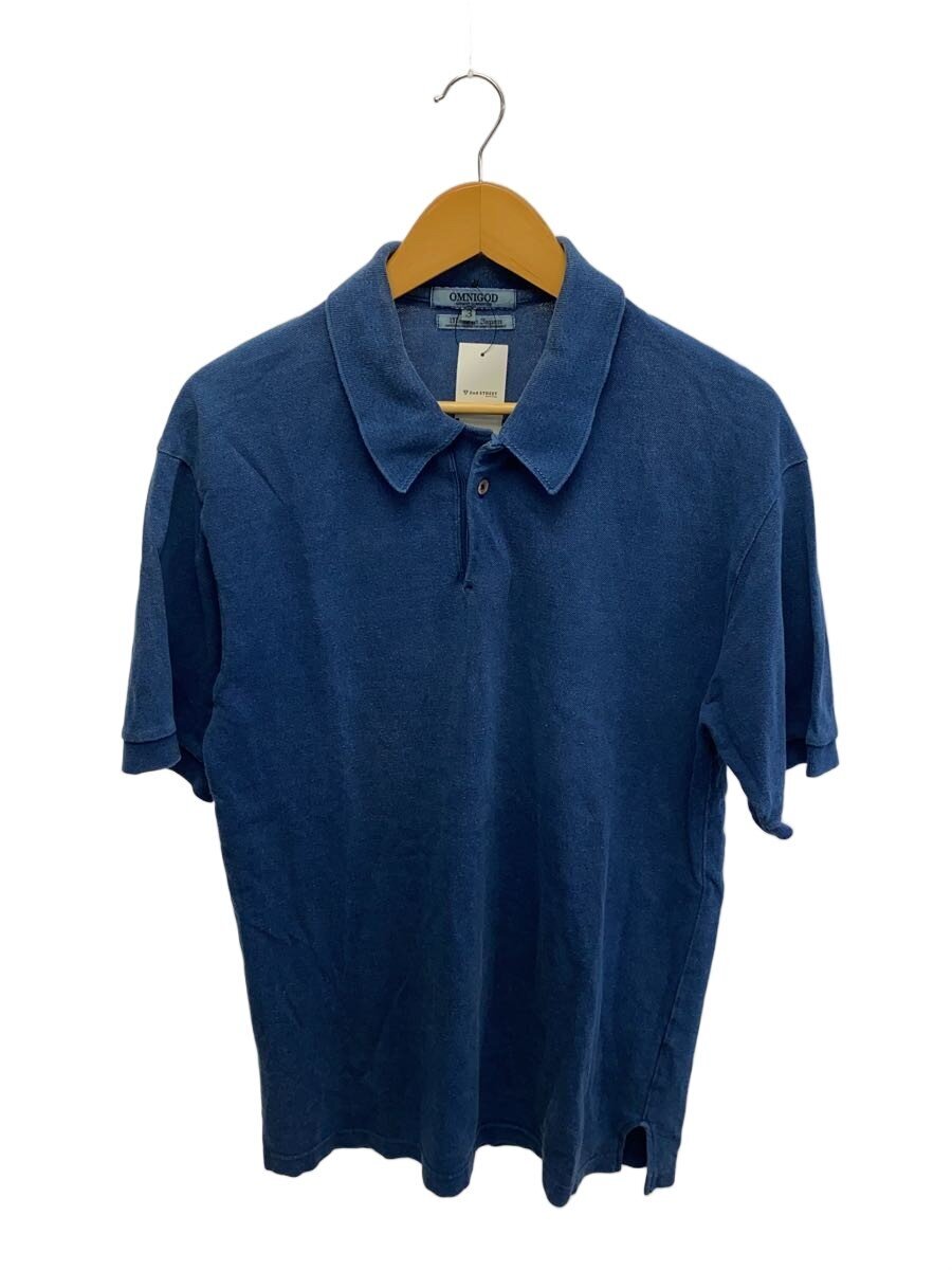 【中古】OMNIGOD◆25SS/ギザコットンカノコ ショートスリーブポロシャツ/3/綿織物/IDG/無地/59-420N【メンズウェア】