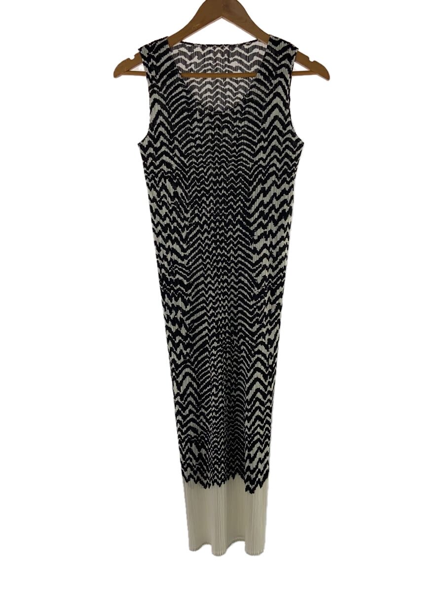 【中古】PLEATS PLEASE ISSEY MIYAKE◆90s/ノースリーブ衣裳/3/ポリエステル/黒いこと/総柄/pp83-jh448//【レディース御召しもの】