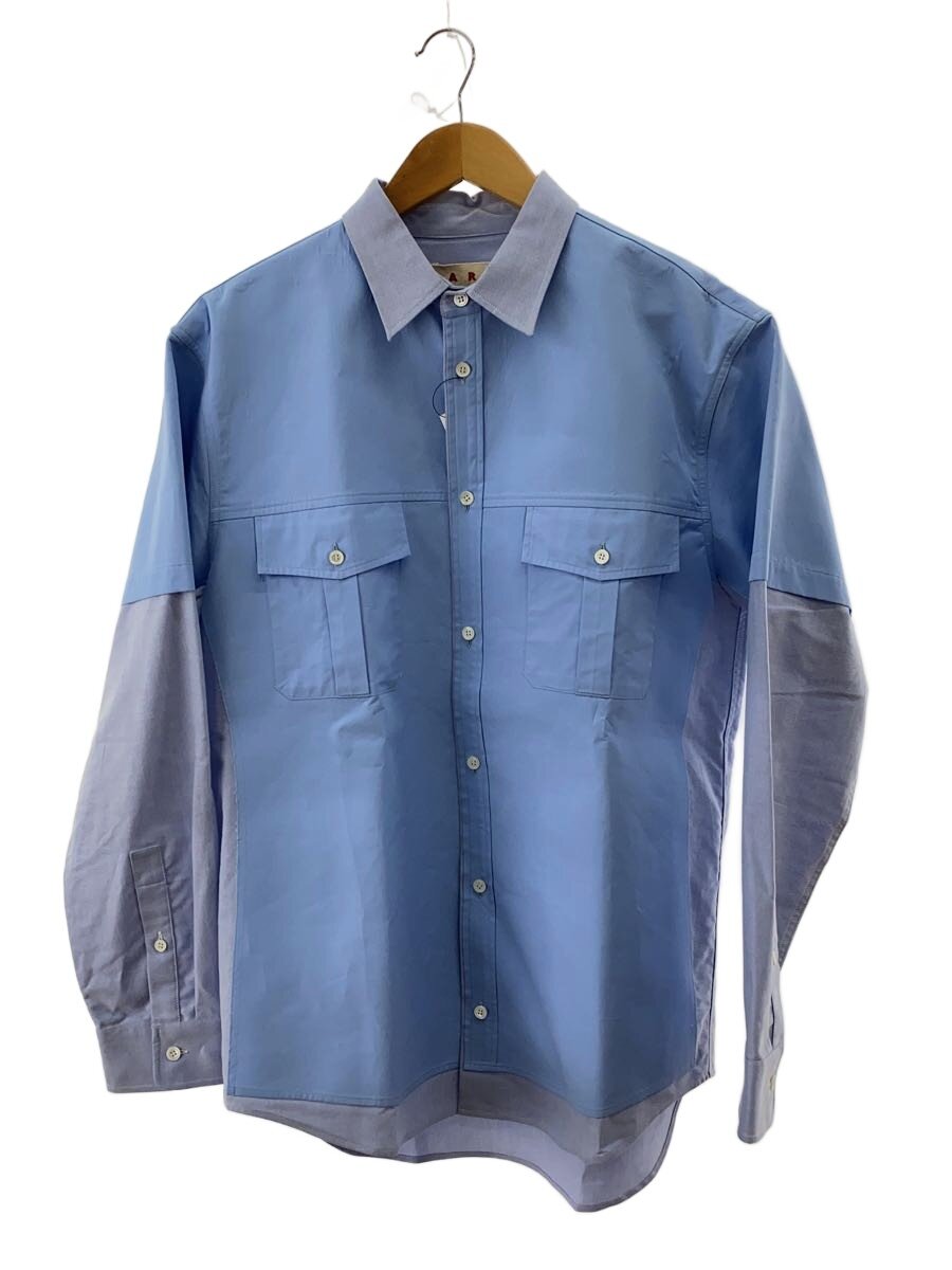 【中古】MARNI◆トロピカル羊毛/長袖プルオーバー/48/綿織物/BLU/無地/00B51【メンズウェア】