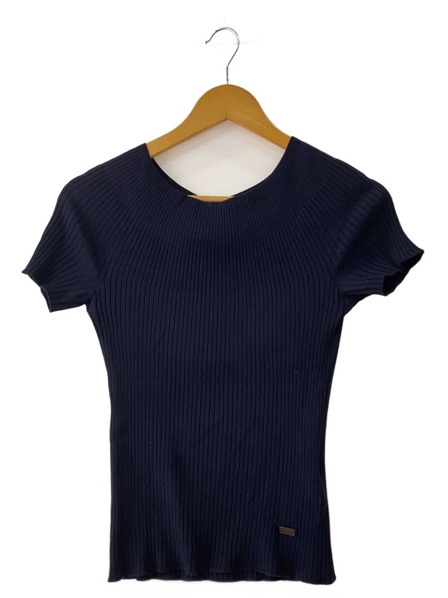 【中古】FOXEY◆KNIT TOP/HALFMOON/半袖カットソー/38/人絹/NVY/37559-KSTFZ09L0【レディース御召しもの】