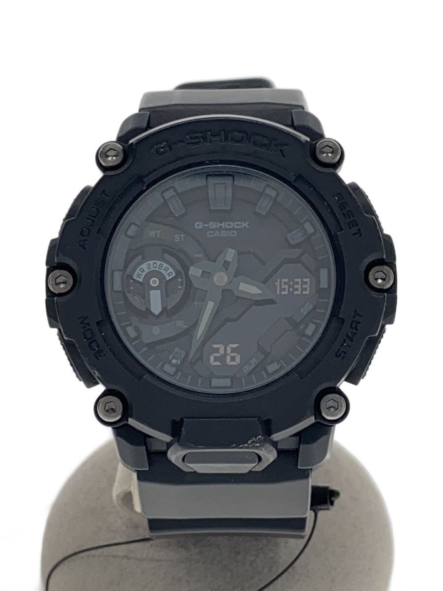 【中古】CASIO◆石英ウオッチ_G-SHOCK/アナログ/天然ゴム/BLK/炭素/GA-2200BB-1AJF【服飾雑貨他】