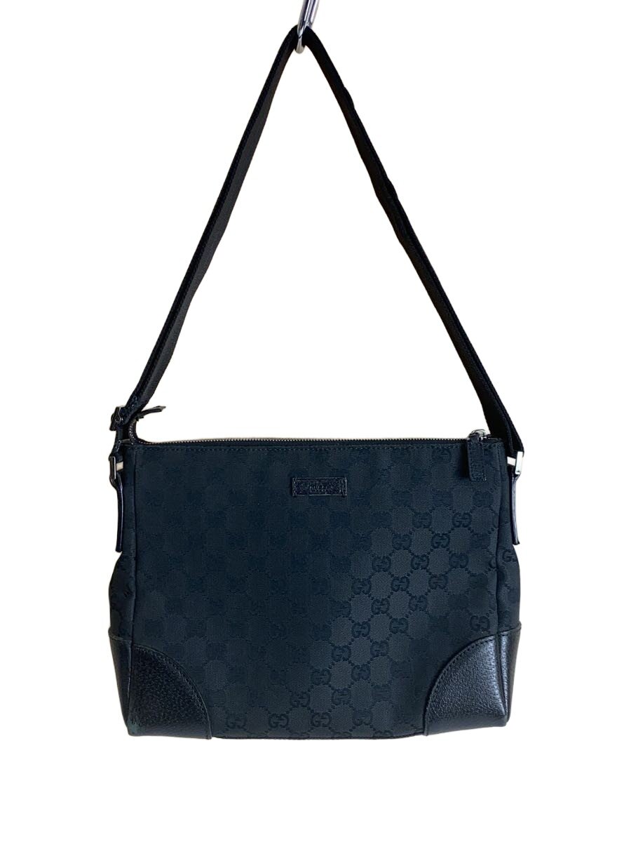 【中古】GUCCI◆ショルダーバッグ_GG帆布/帆布/BLK/総柄【御徒面子】