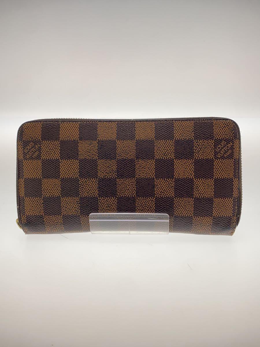 【中古】LOUIS VUITTON◆1)ジッピー・ウォレット_ダミエ・エベヌ_BRW/PVC/BRW/総柄/メンズ【服飾雑貨他】