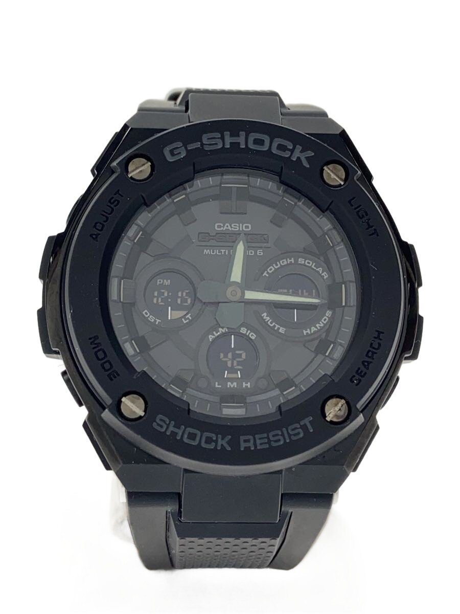 【中古】CASIO◆ソーラーウオッチ/デジアナ/天然ゴム/BLK/BLK/SS/GST-W300G-1A1JF【服飾雑貨他】