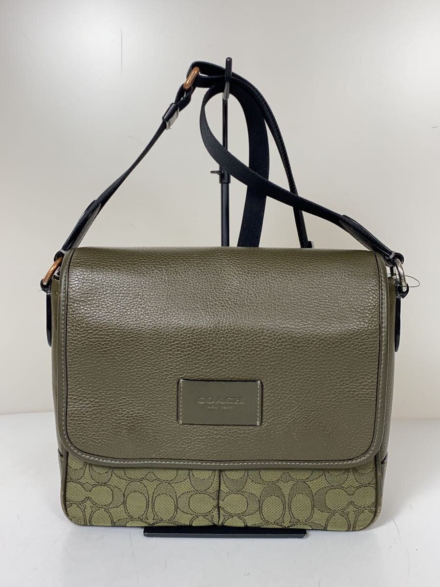 【中古】COACH◆ショルダーバッグ/なめし革/KHK/総柄/CE534【御徒面子】