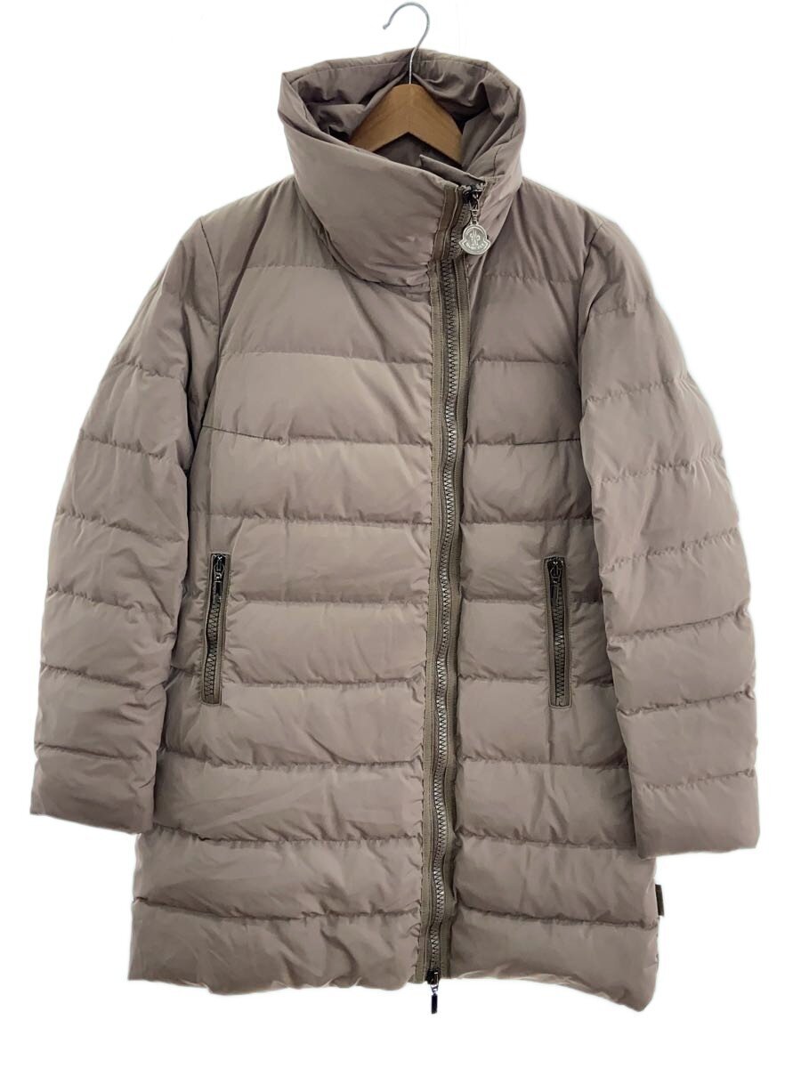 【中古】MONCLER◆ロングダウンジャケット/2/ポリエステル/BEG/420934937900 54543【レディース御召しもの】