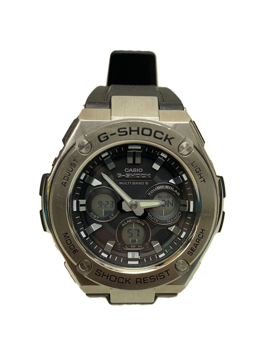 【中古】CASIO◆ソーラーウオッチ・G-SHOCK/デジアナ/天然ゴム/BLK/BLK/SS【服飾雑貨他】