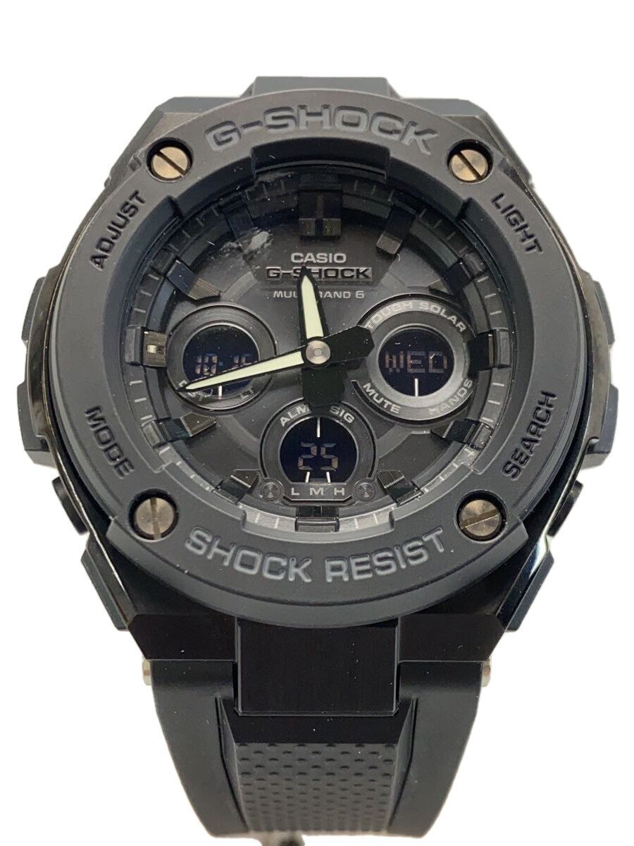 【中古】CASIO◆ソーラーウオッチ・G-SHOCK/デジアナ/天然ゴム/BLK/BLK【服飾雑貨他】