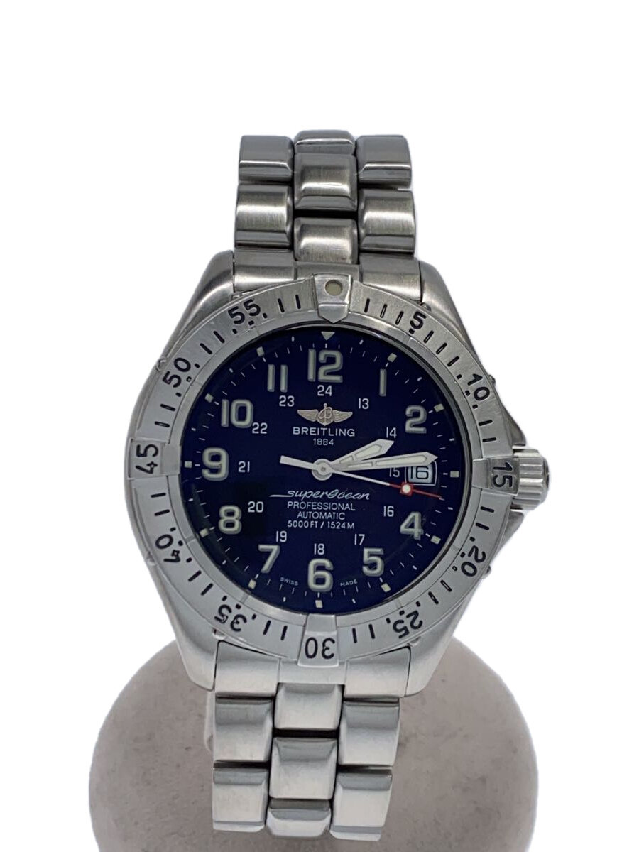 【中古】BREITLING◆箱有/ギャラ無/風防ガラス総べて的に傷有/スーパーオーシャンデイト/自動小銃巻/A17045【服飾雑貨他】