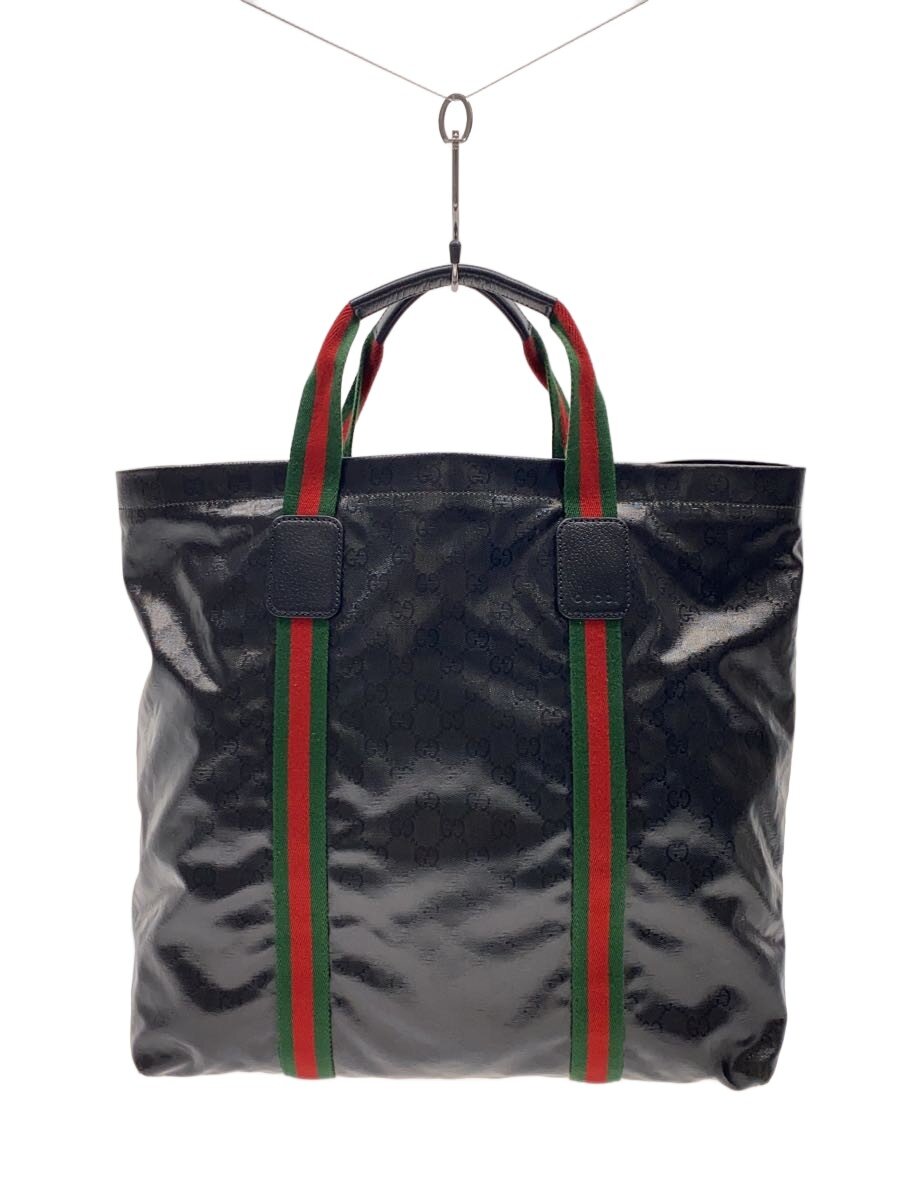 【中古】GUCCI◆トートバッグ/PVC/BLK/総柄/763287【御徒面子】