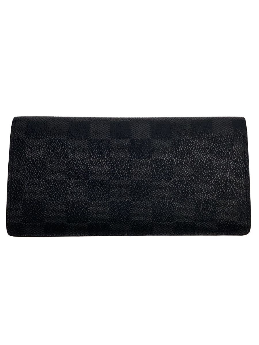 【中古】LOUIS VUITTON◆ポルト・フォイユ・ブラザ_ダミエ・グラフィット/PVC/BLK/モノグラム/メンズ【服飾雑貨他】