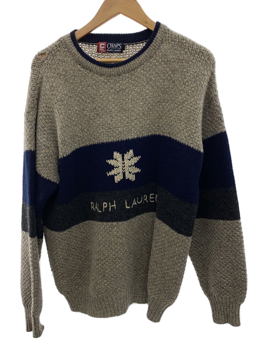 【中古】CHAPS RALPH LAUREN◆編み物・スウェーター(朦々たる)/L/羊毛/GRY【メンズウェア】