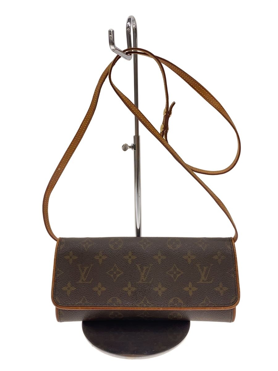 【中古】LOUIS VUITTON◆ポシェット・ツインGM_モノグラム・帆布/PVC/BRW/総柄【御徒面子】