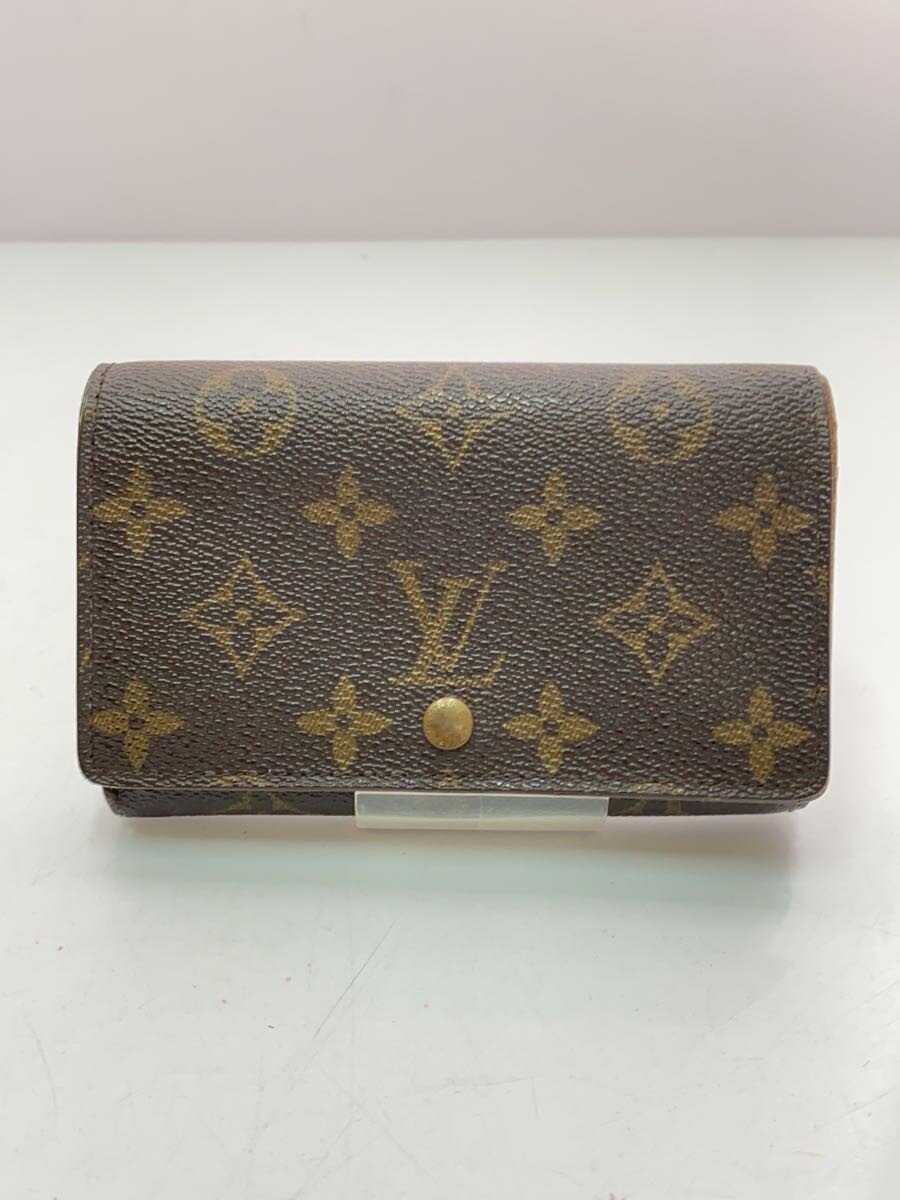 【中古】LOUIS VUITTON◆2つ折り紙入れ/なめし革/BRW/メンズ【服飾雑貨他】