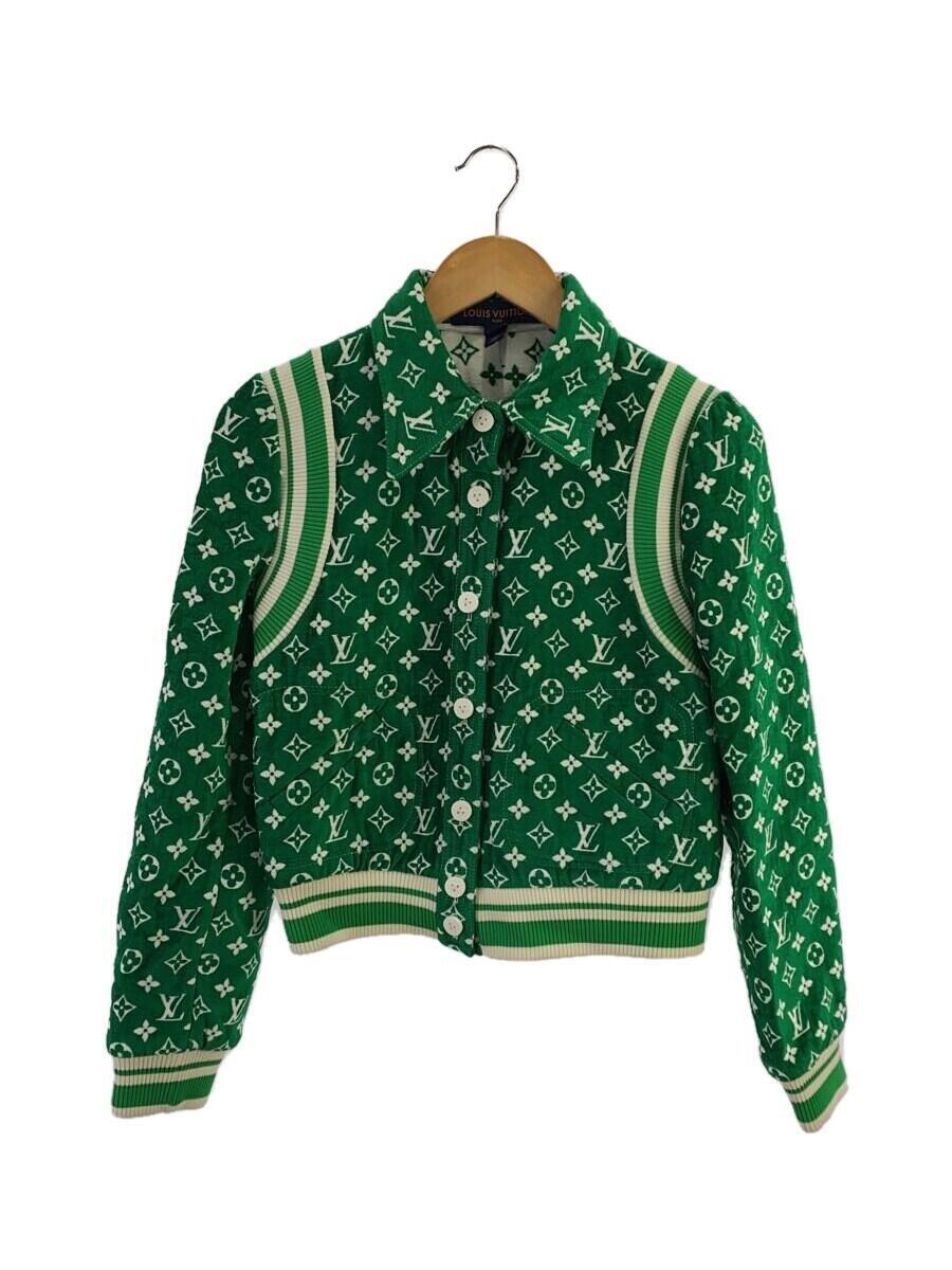 【中古】LOUIS VUITTON◆レディース/2022 プレフォールコレクション/ボンバージャケット/スタジャン/38/人絹/緑であること【メンズウェア】