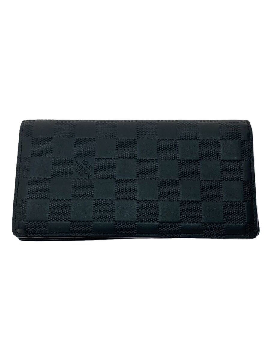 【中古】LOUIS VUITTON◆ポルト・フォイユ・ブラザ_ダミエ・アンフィニ/なめし革/BLK/総柄/メンズ/N63010【服飾雑貨他】