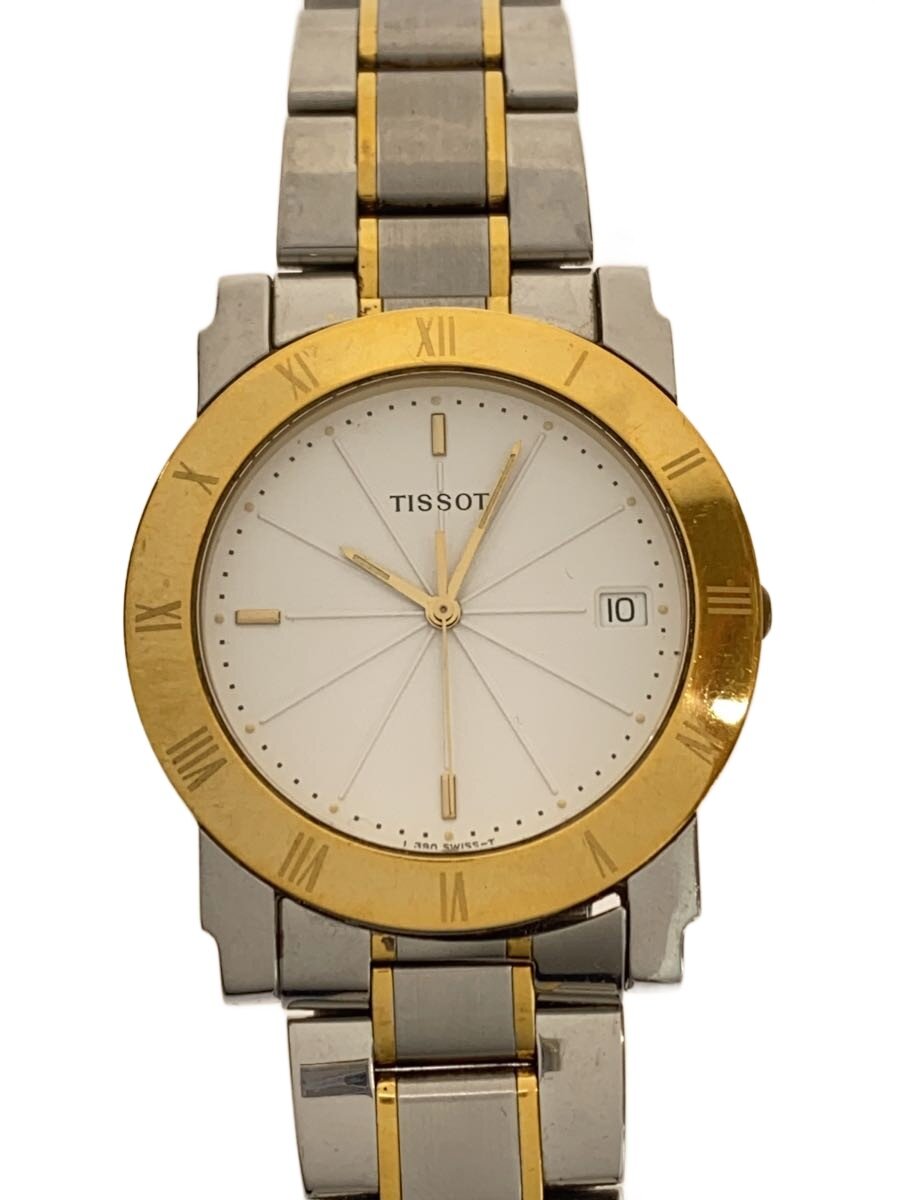 【中古】TISSOT◆石英ウオッチ/アナログ/ステンレス鋼/WHT/SLV/L390【服飾雑貨他】