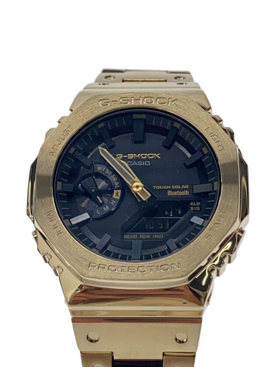 【中古】CASIO◆ソーラーウオッチ_G-SHOCK/デジタル/ステンレス鋼/BLK/GLD【服飾雑貨他】