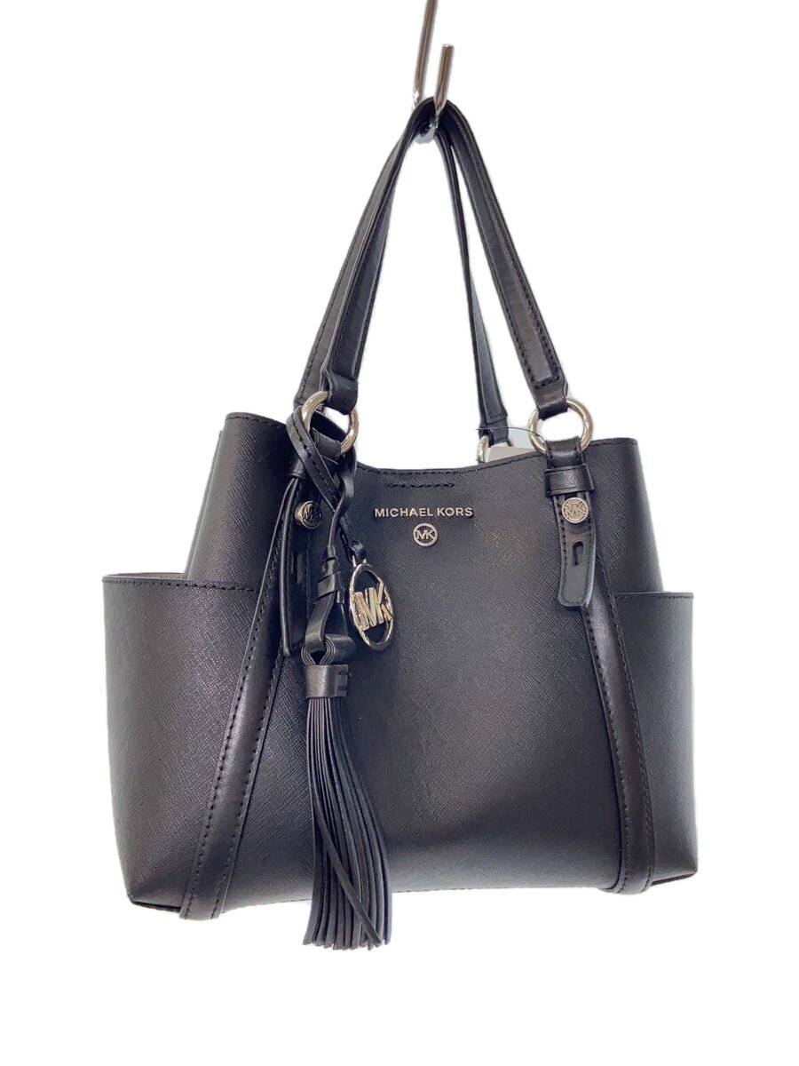 【中古】MICHAEL KORS◆ハンドバック/なめし革/BLK/無地【御徒面子】