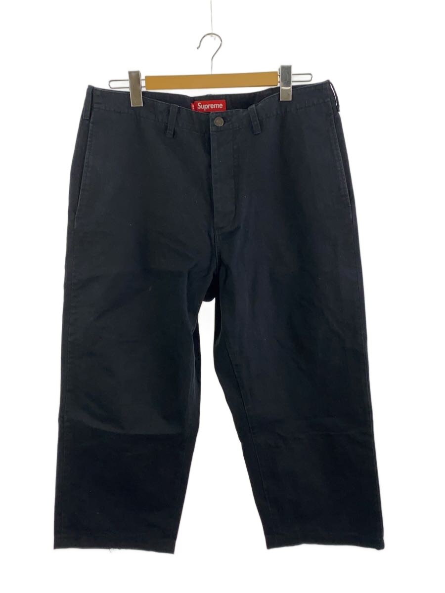 【中古】Supreme◆24FW/WASHED HERRINGBONE CHINO PANT/36/綿織物/BLK【メンズウェア】