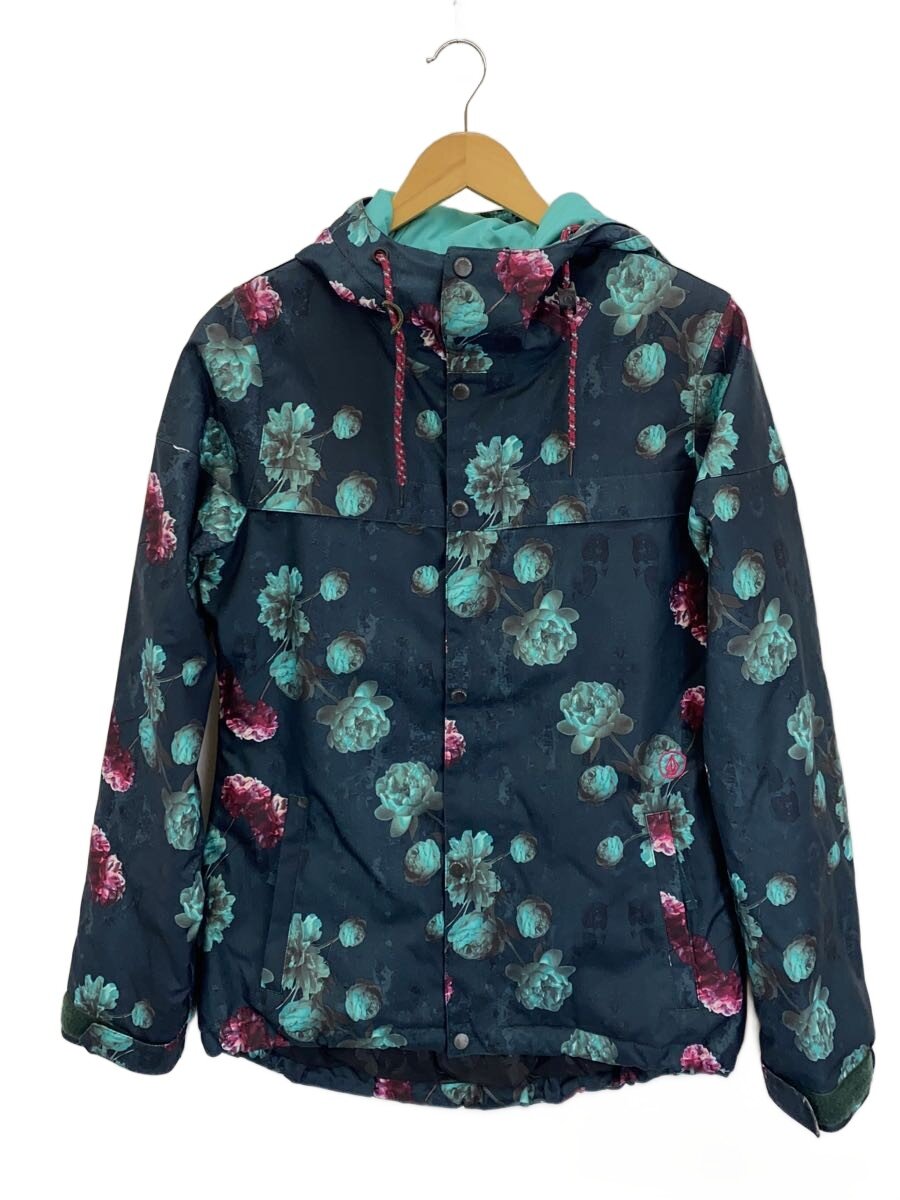 【中古】VOLCOM◆スノボジャケット/スノボウェアー/M/H0451609/ブルーグリーン/花柄/スノージャケット【スポーツ】