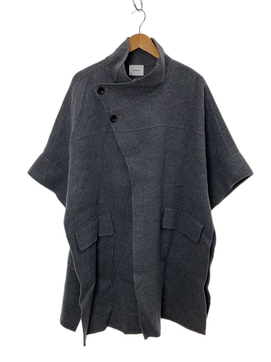 【中古】MIESROHE◆厚地の外套/one/羊毛/GRY/MWFC244033/照明ランプ色つや接結ポンチョコート//【レディース御召しもの】