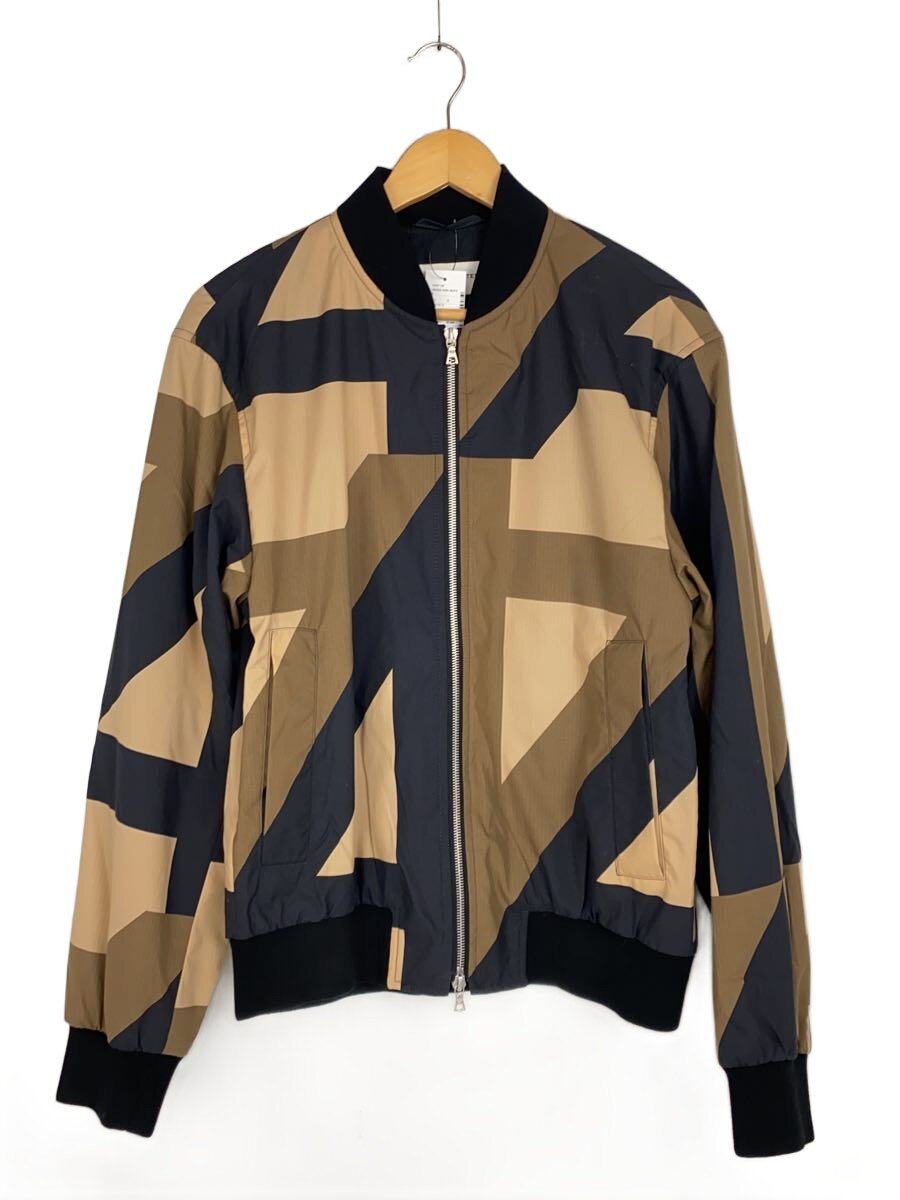 【中古】DRIES VAN NOTEN◆22ss/VOLKER/ボンバージャケット/S/ナイロン/駱駝/幾何学学【メンズウェア】