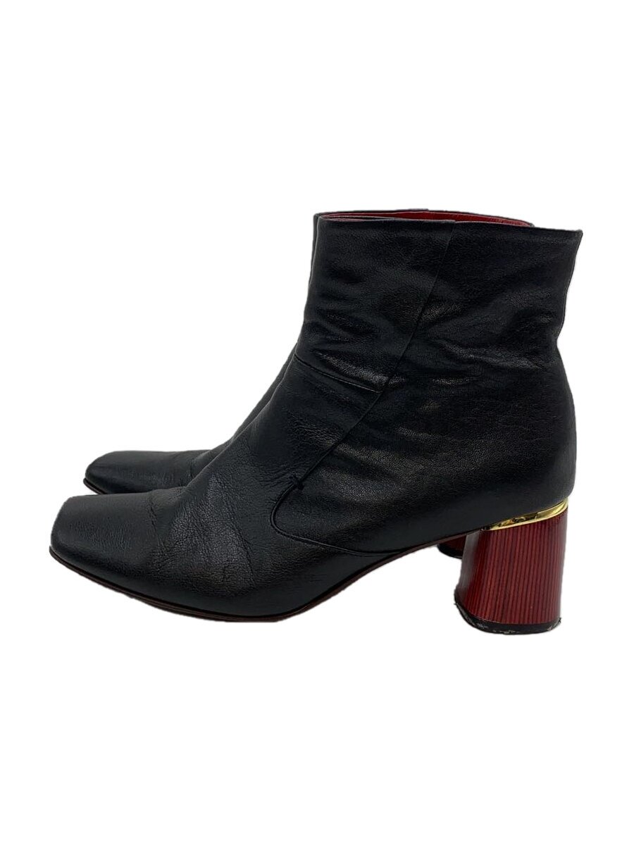 【中古】MANA◆ブーツ/37/BLK/野羊革/チャンキーヒール/スクエアトゥ/サイドジップ【シューズ】