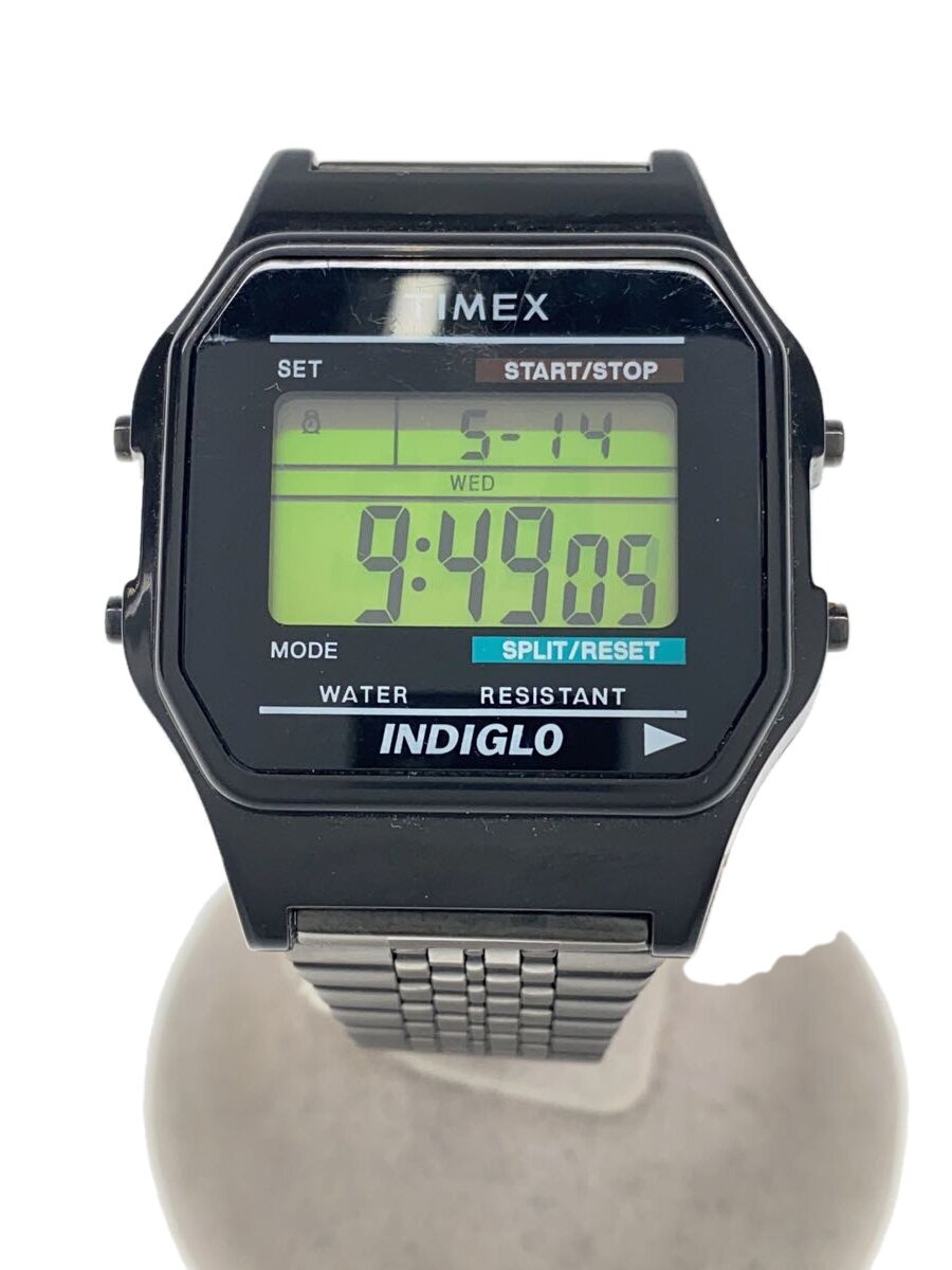 【中古】TIMEX◆石英ウオッチ/デジタル/ステンレス鋼/BLK/黒いこと/TW2V22500//【服飾雑貨他】