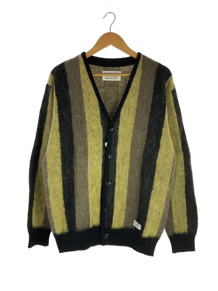 【中古】WACKO MARIA◆ジレー(朦々たる)/M/モヘヤ/縞模様/STRIPED MOHAIR CARDIGAN//【メンズウェア】
