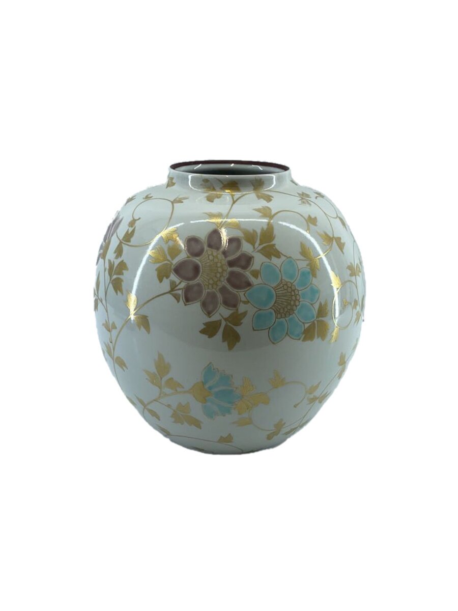 【中古】九谷焼(錦山窯)◆九谷 錦山 金彩花唐草文花瓶【インテリア小物・日用雑貨】