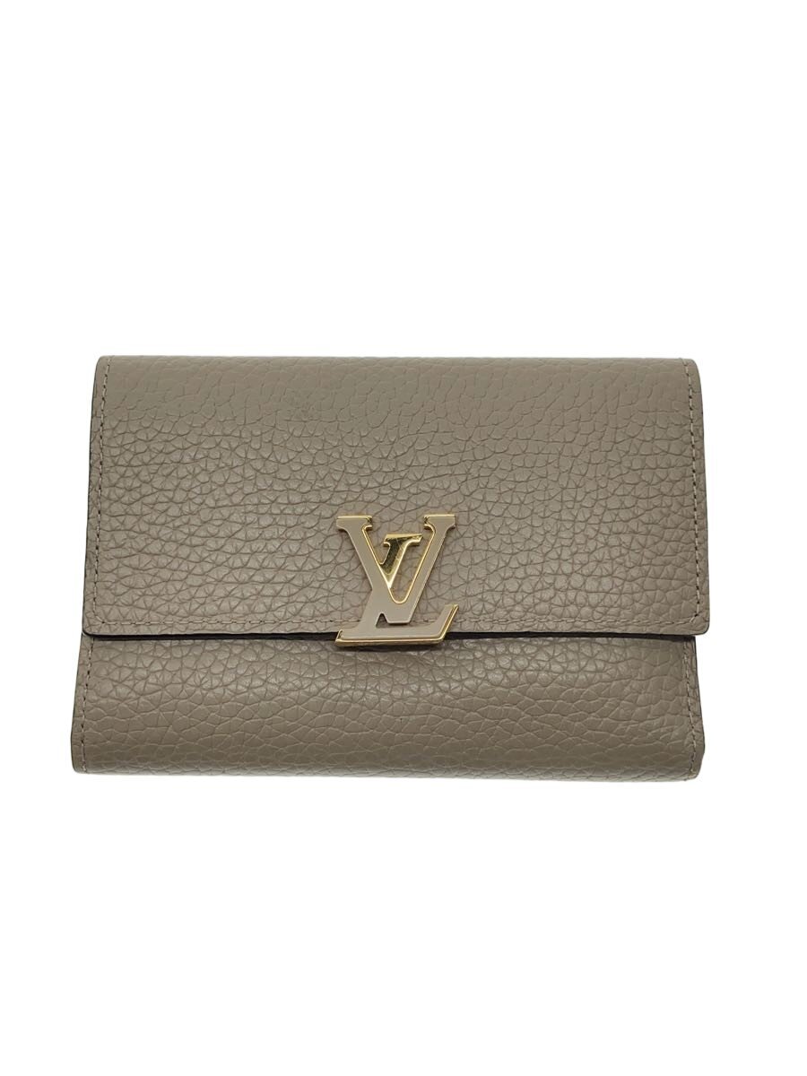 【中古】LOUIS VUITTON◆3つ折り金入れ/なめし革/GRY/レディース/M62159//【服飾雑貨他】