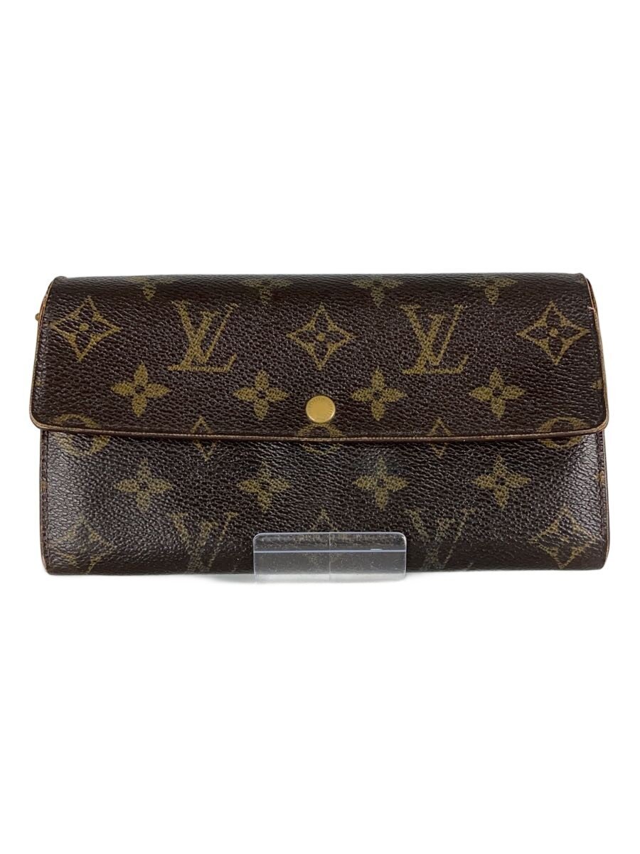 【中古】LOUIS VUITTON◆3)ポシェット・ポルト・モネ・クレディ_モノグラム・キャンバス_BRW/PVC/BRW/総柄/レディース【服飾雑貨他】