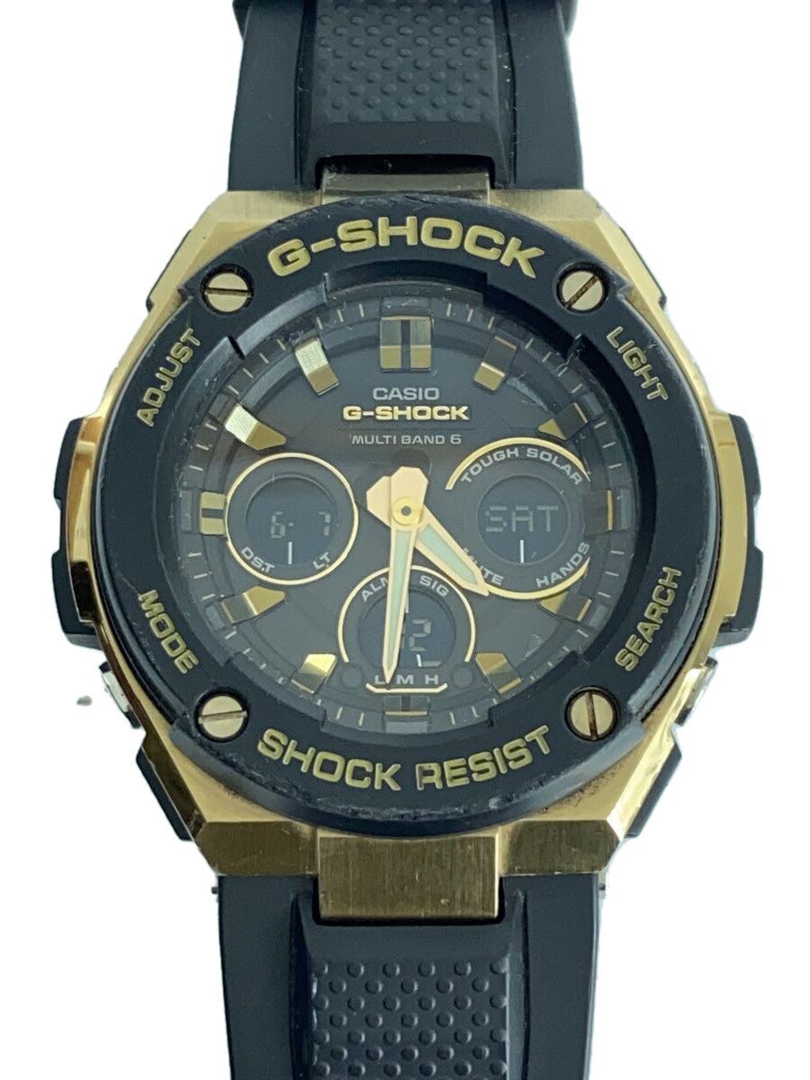 【中古】CASIO◆ウオッチ/アナログ/BLK/BLK/gst-w300g/G-SHOCK/G-STEEL/20空圧/ソーラー【服飾雑貨他】