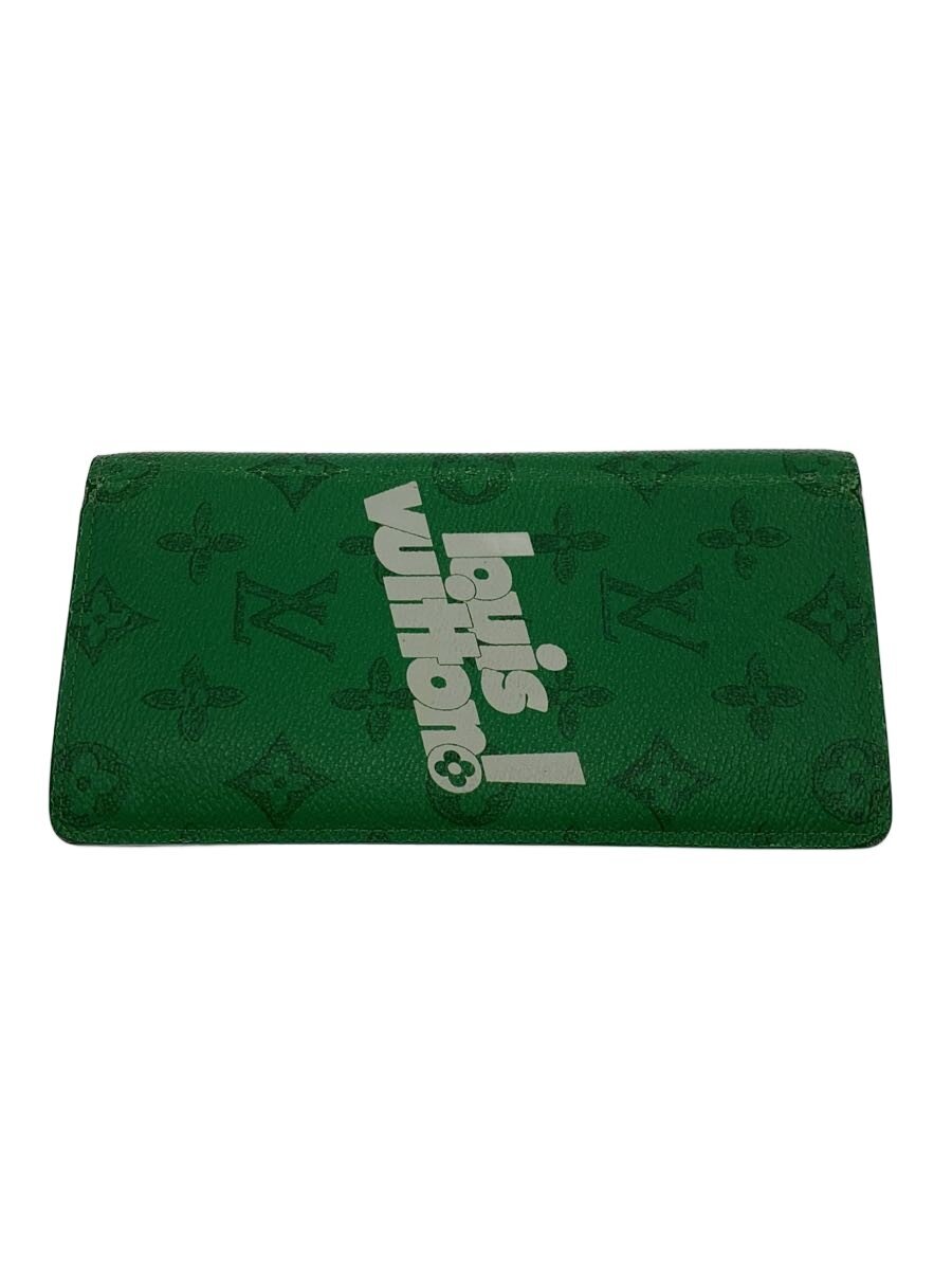 【中古】LOUIS VUITTON◆ポルト・フォイユ・ブラザ_エブリデイLV/なめし革/GRN/総柄/メンズ//【服飾雑貨他】
