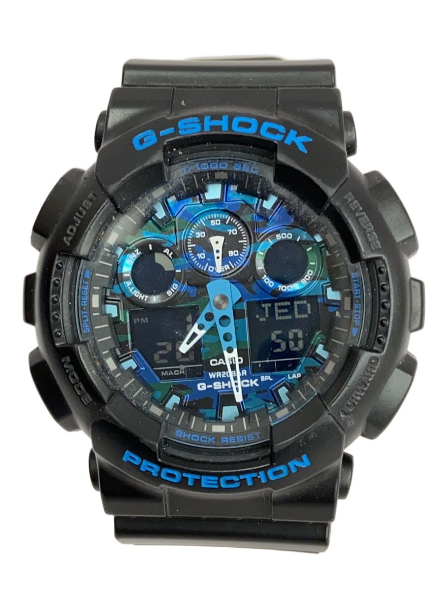 【中古】CASIO◆石英ウオッチ・G-SHOCK/デジアナ/天然ゴム/BLK/BLK【服飾雑貨他】