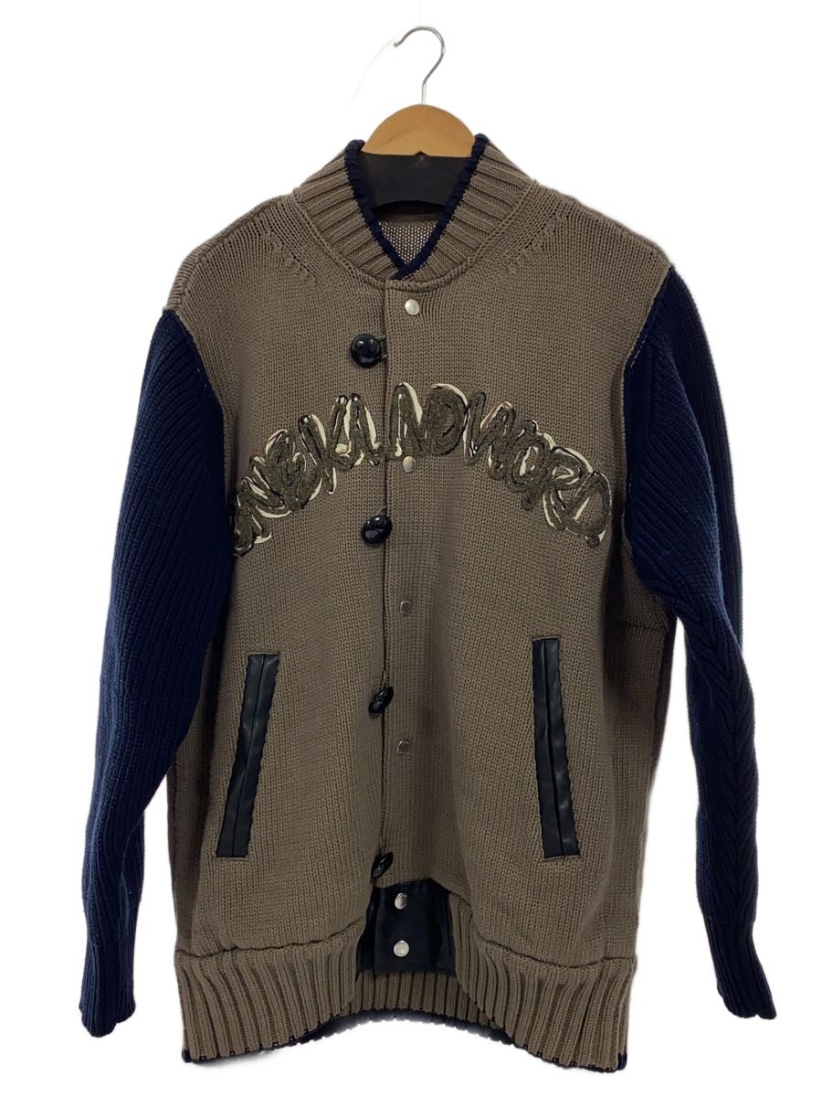 【中古】sacai◆Eric Haze Code Embroidery Knit Blouson/2/綿織物/BRW/23-02985M【メンズウェア】