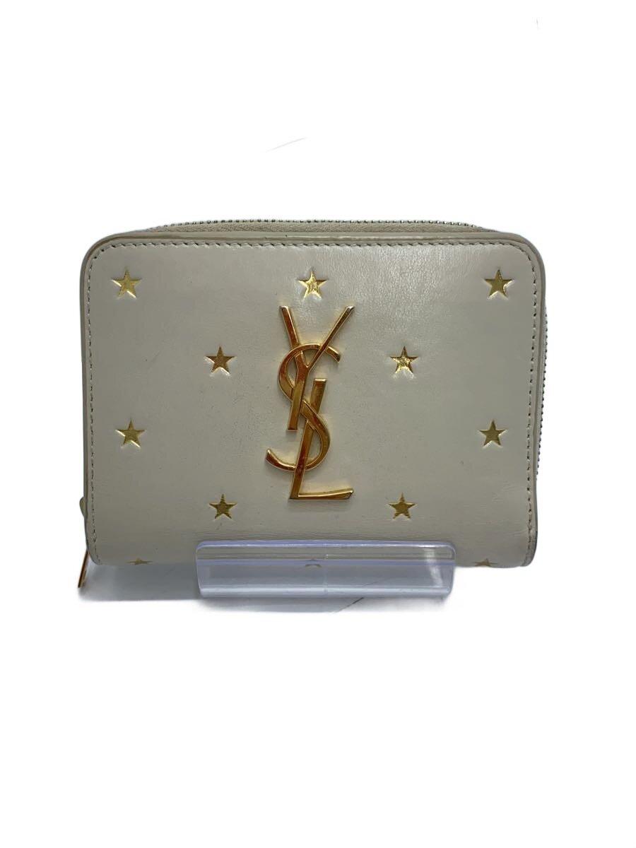 【中古】SAINT LAURENT◆2つ折り紙入れ/なめし革/CRM/レディース/GUE403964 1218【服飾雑貨他】