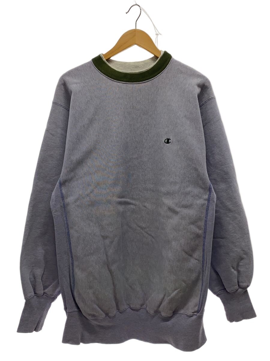【中古】Champion◆90s/リバースウィーブ/エルボーパッチ/ツートン/汗水/XXL/綿織物/BLU【メンズウェア】