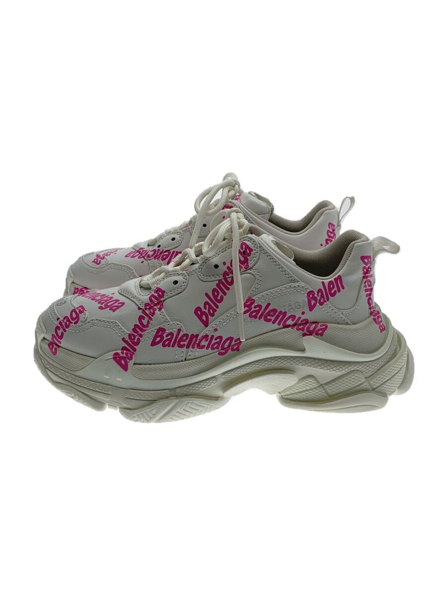 【中古】BALENCIAGA◆Triple S Allover Logo/トリプルS_ダッドスニーカー/26.5珊/白いこと×さくら色【シューズ】