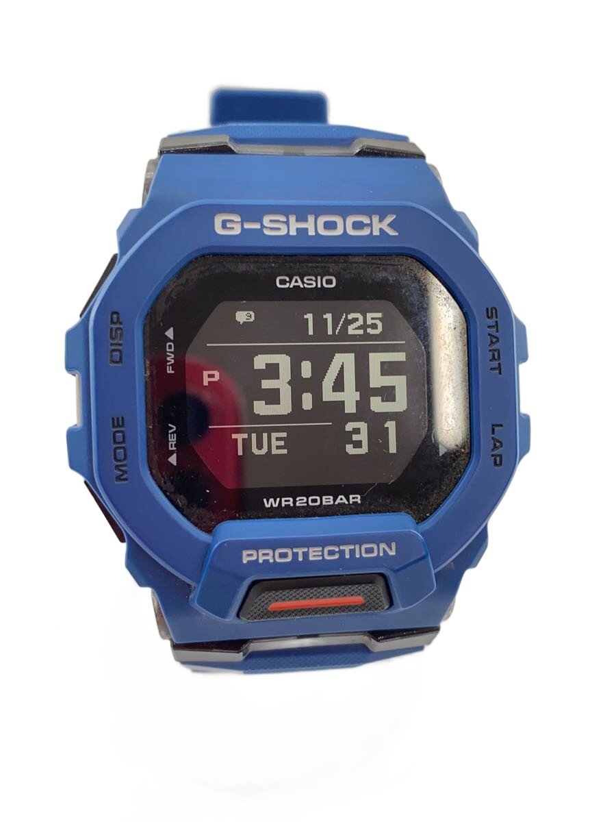 【中古】CASIO◆石英ウオッチ_G-SHOCK/アナログ/天然ゴム/BLK/BLU/SS【服飾雑貨他】