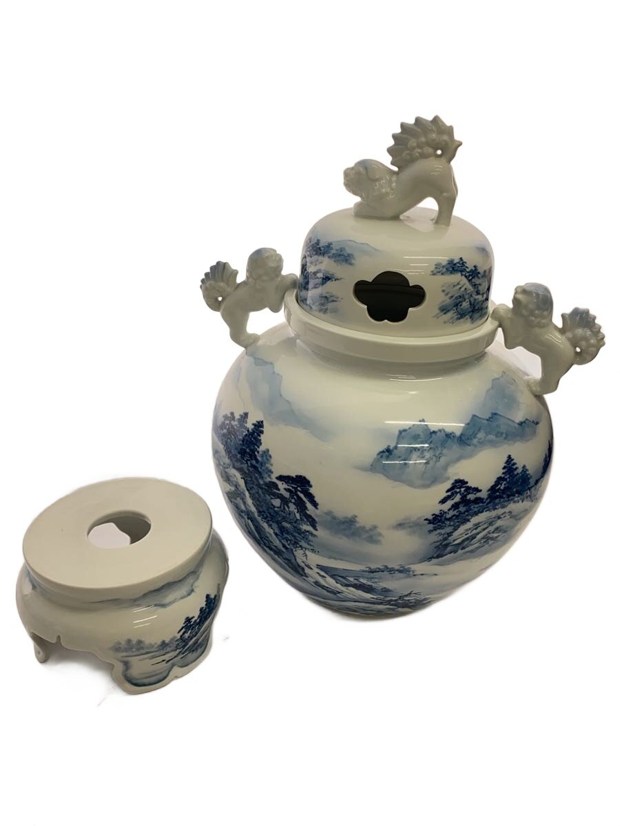 【中古】有田焼◆沈香壺 和仁/染付風景図/WHT//【室内装飾小物・日用雑貨】