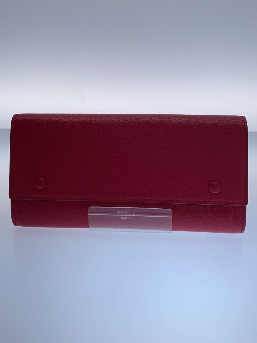 【中古】CELINE◆長財布/レザー/PNK/無地/レディース/セリーヌ/ラージフラップウォレット/ボタン部分擦れ【服飾雑貨他】｜2ｎｄ STREET 店